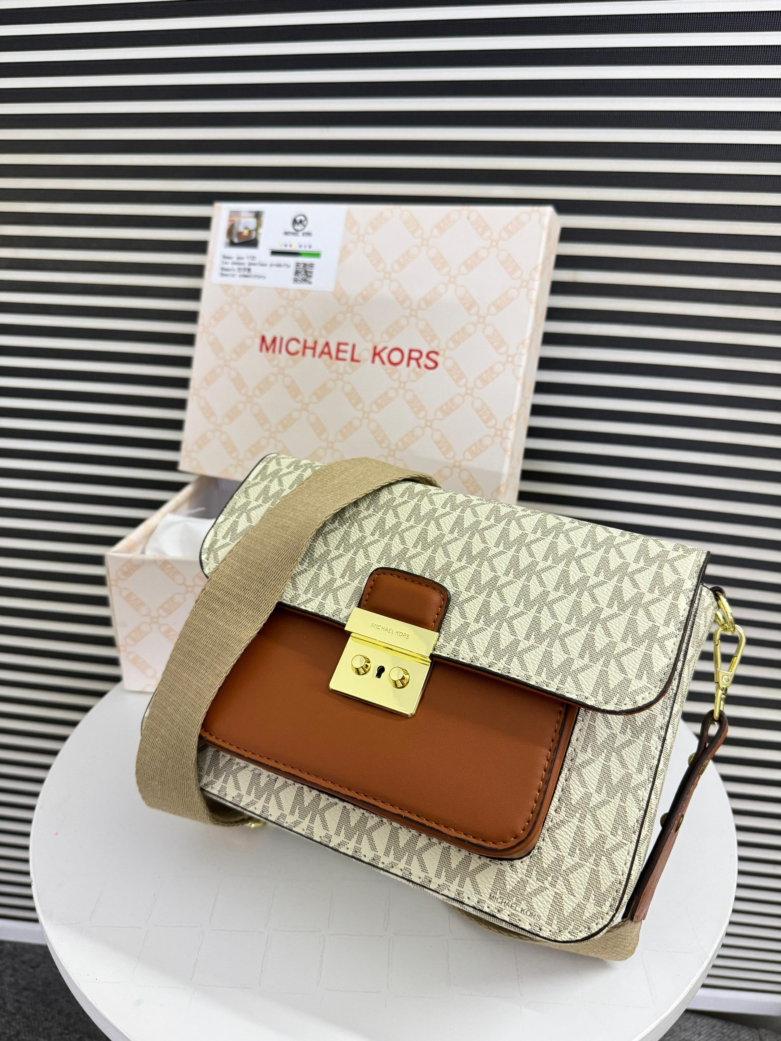 Michael Kors Monogram Canvas Flap Crossbody Bag