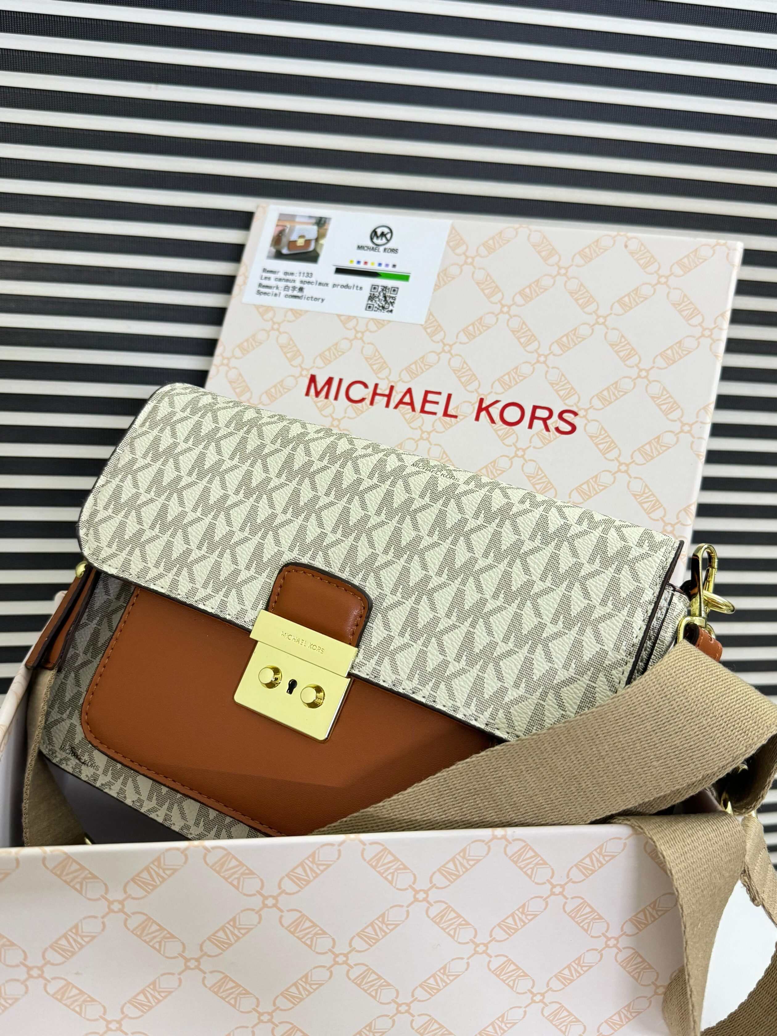 Michael Kors Monogram Canvas Flap Crossbody Bag
