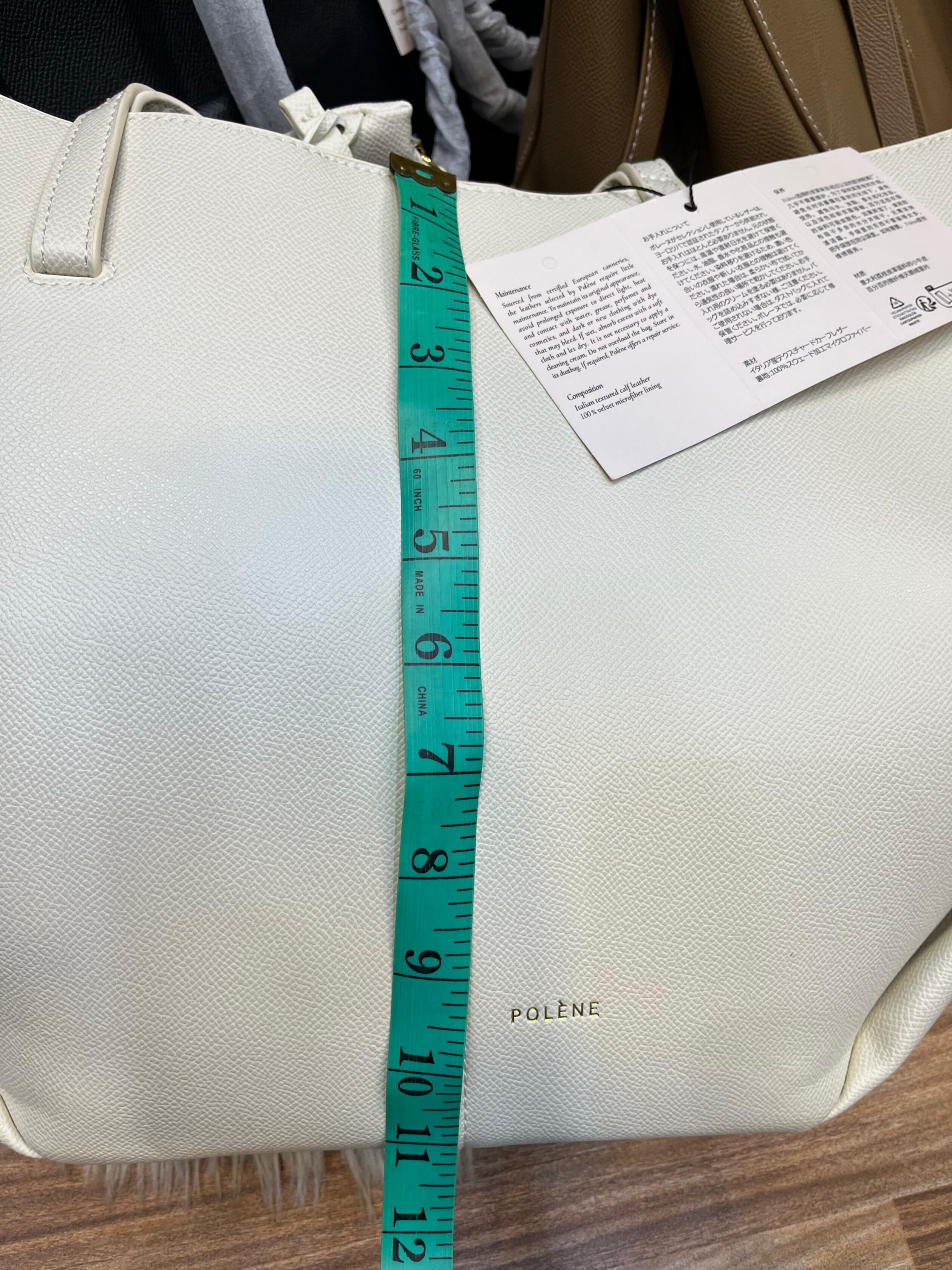 Polène Cyme Large Textured Leather Tote Bag with Pouch