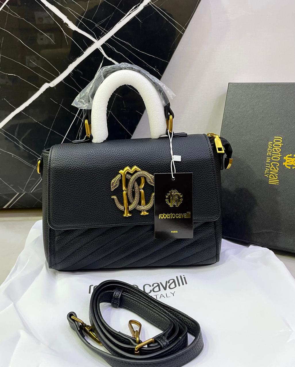 Roberto Cavalli Monogram Crest Top-Handle Shoulder Bag