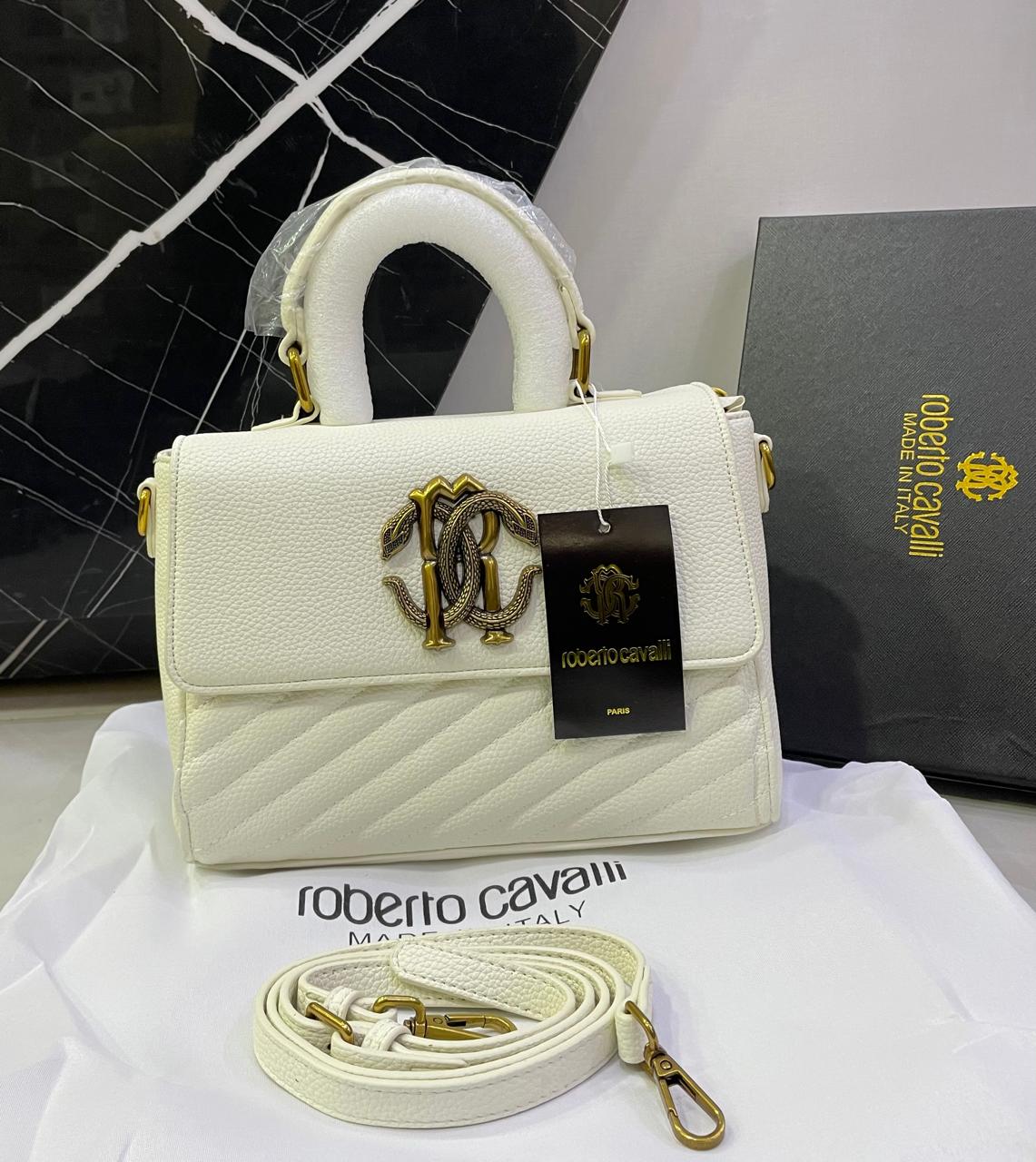 Roberto Cavalli Monogram Crest Top-Handle Shoulder Bag