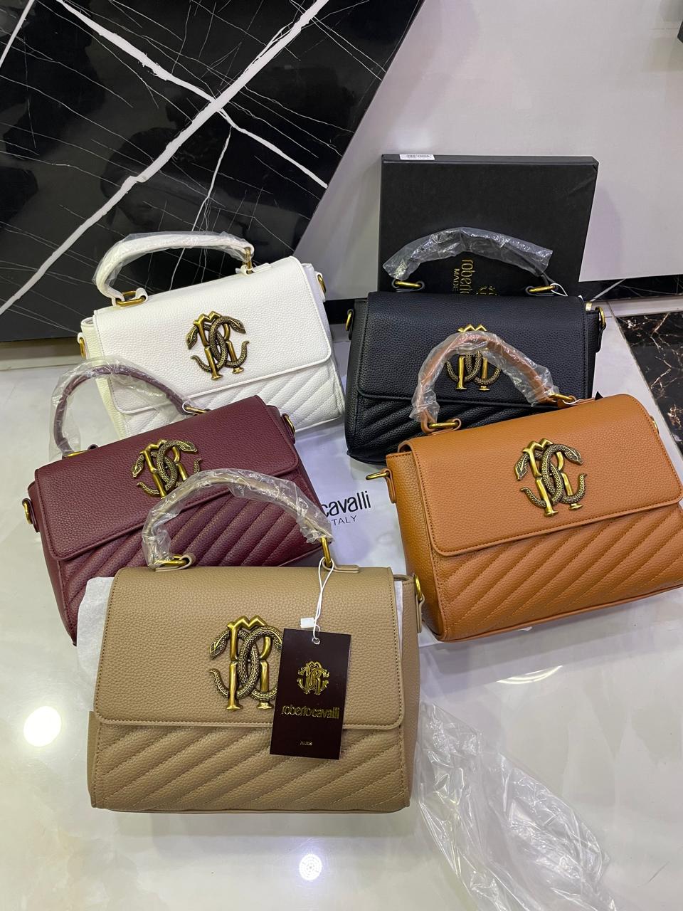 Roberto Cavalli Monogram Crest Top-Handle Shoulder Bag