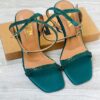 Zara Crystal Strap Heeled Sandals Emerald Green 1