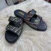 Zara Crystal Zebra Buckle Slide Sandals Black 2
