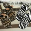 Zara Zebra Print Flat Slide Sandals Mix